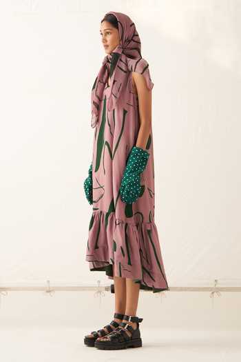 OFRIDA_Multi Color Organza Printed Scarf_Online_at_Aza_Fashions