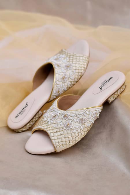 AROUND ALWAYS Kiara Pearl Embellished Flats 