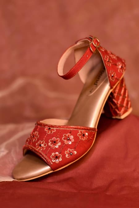 AROUND ALWAYS Monroe Zardozi Embroidered Sandals 