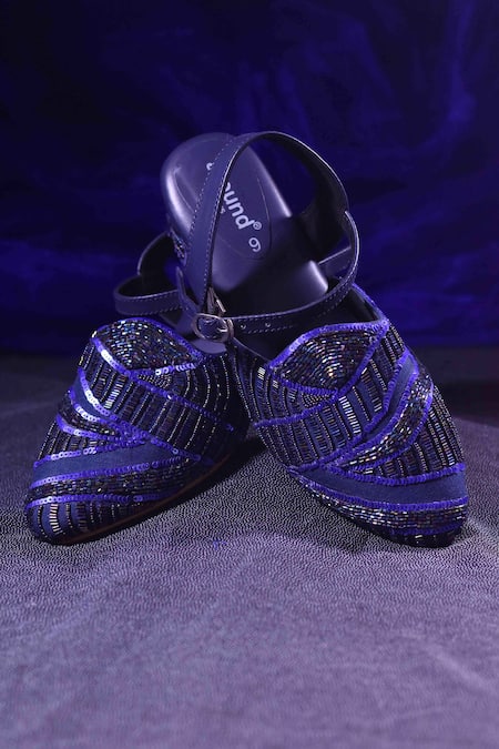 Shop Around Always Blue Embroidery Shooting Star Sequin Mules at Aza Fashions Shop_Around Always_Blue Embroidery Shooting Star Sequin Mules _at_Aza_Fashions
