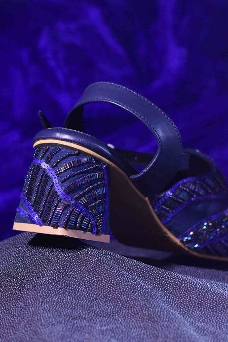 Around Always Blue Embroidery Shooting Star Sequin Mules Online at Aza Fashions Around Always_Blue Embroidery Shooting Star Sequin Mules _Online_at_Aza_Fashions