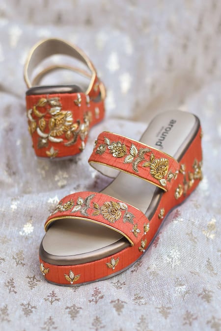 Around Always Terra Floral Sequin Embellished Wedges 