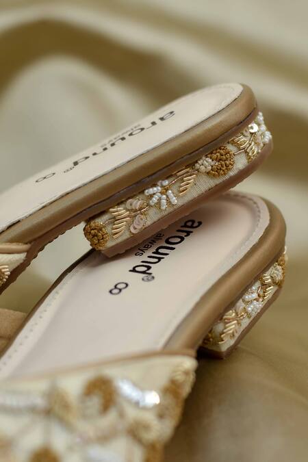 Buy Around Always Ivory Vanika Floral Vine Embroidered Flats Online at Aza Fashions Buy_Around Always_Ivory Vanika Floral Vine Embroidered Flats _Online_at_Aza_Fashions