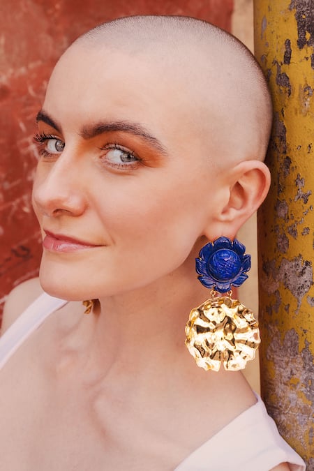 Goddess Of Glocal 108 Lotus Lapis Lazuli Earrings 