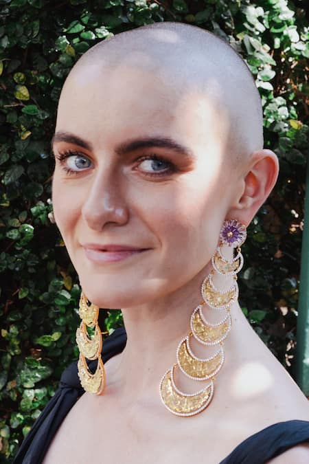 Goddess Of Glocal Limon Chaander Haat Gemstone Layered Chandbali Earrings 