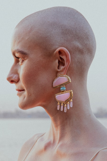 Goddess Of Glocal Rose Torana Natural Opal Gemstone Earrings 