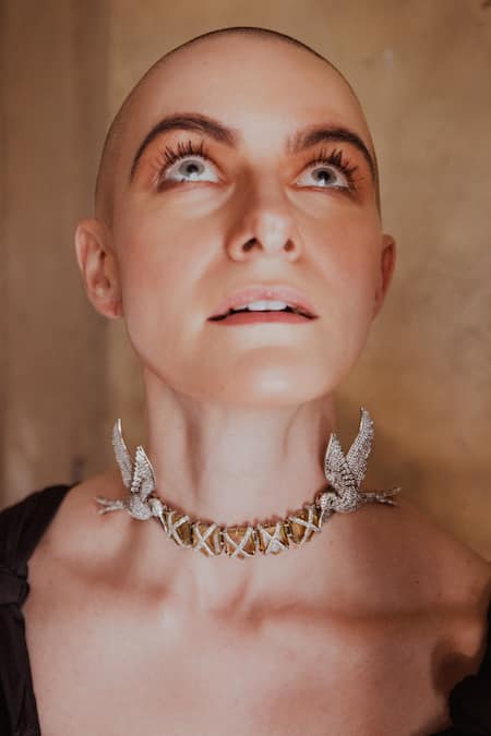 Goddess Of Glocal Peacemaker Studded Lemon Quartz Choker 