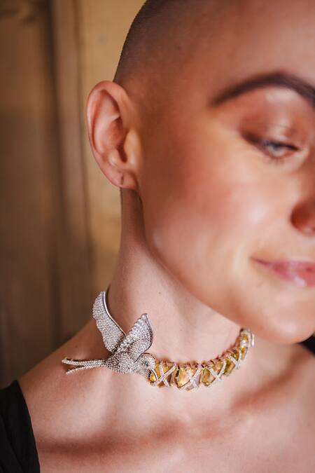 Goddess Of Glocal Peacemaker Studded Lemon Quartz Choker 