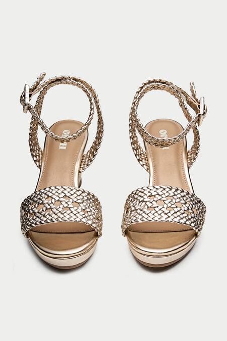 Shop_Oroh_Gold Braided Strap Wedges _at_Aza_Fashions