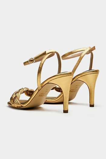 Shop_Oroh_Gold Tarquinia Braided Strap Leather Heels _Online_at_Aza_Fashions