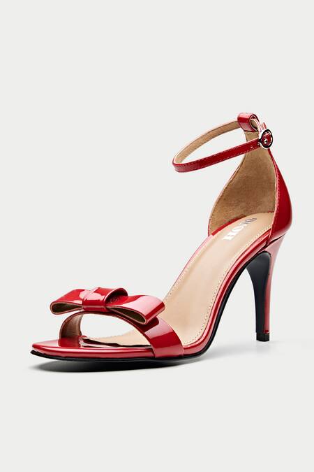 Oroh_Red Bows Front Genuine Leather Heels _Online_at_Aza_Fashions