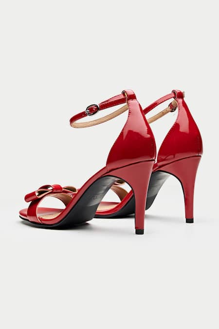 Shop_Oroh_Red Bows Front Genuine Leather Heels _Online_at_Aza_Fashions