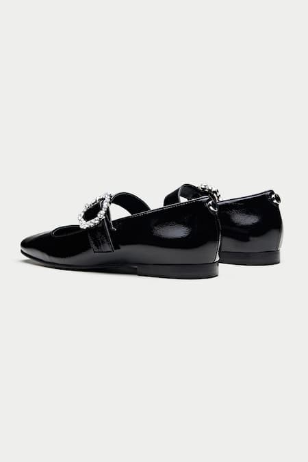 Shop_Oroh_Black Nerja Buckle Strap Ballerina Flats _Online_at_Aza_Fashions