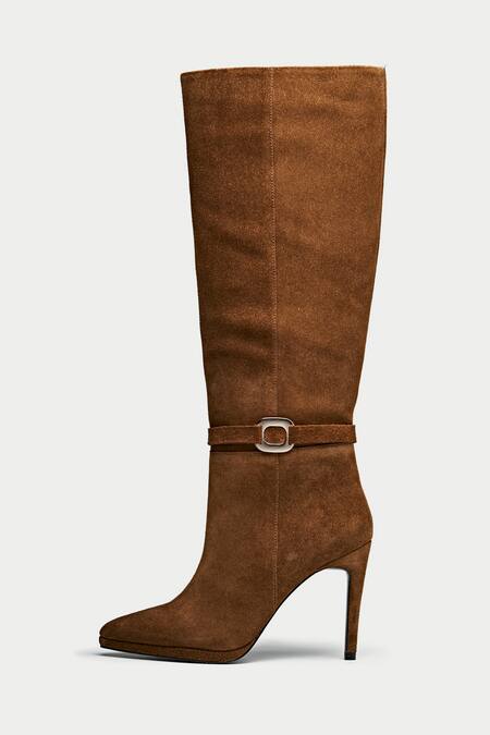 Buy Oroh Brown Buckles Tan Leather Embellished Long Boots Online at Aza Fashions Buy_Oroh_Brown Buckles Tan Leather Embellished Long Boots _Online_at_Aza_Fashions