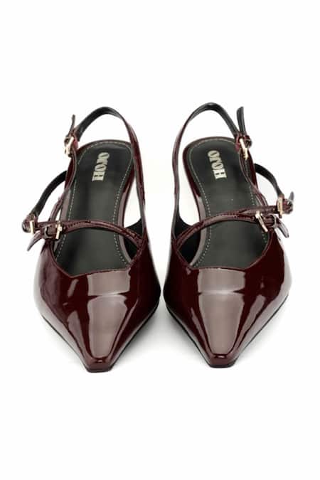 Oroh Burgundy Strappy Kitten Heels 