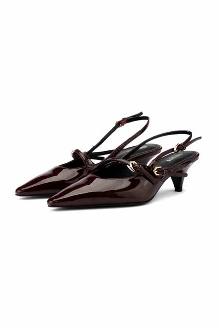 Oroh_Burgundy Strappy Kitten Heels _at_Aza_Fashions