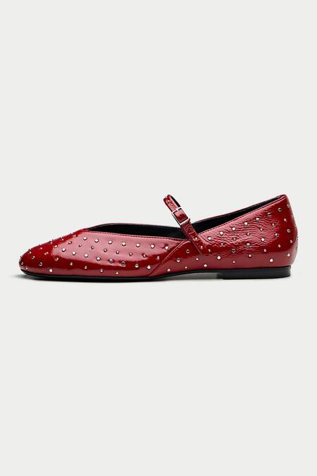 Buy Oroh Red Sintra Leather Stud Ballerina Online at Aza Fashions Buy_Oroh_Red Sintra Leather Stud Ballerina _Online_at_Aza_Fashions