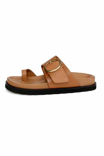 Oroh_Brown Buckles Liria Plain Flat Sandals _Online_at_Aza_Fashions