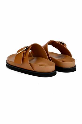 Shop_Oroh_Brown Buckles Liria Plain Flat Sandals _Online_at_Aza_Fashions