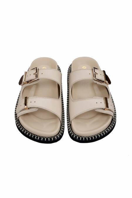 Shop_Oroh_Off White Modica Leather Plain Flat Sandals _at_Aza_Fashions