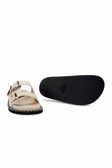 Shop_Oroh_Off White Modica Leather Plain Flat Sandals _Online_at_Aza_Fashions