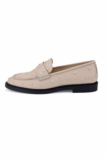 Oroh_Off White Mantova Stud Embellished Loafers _Online_at_Aza_Fashions