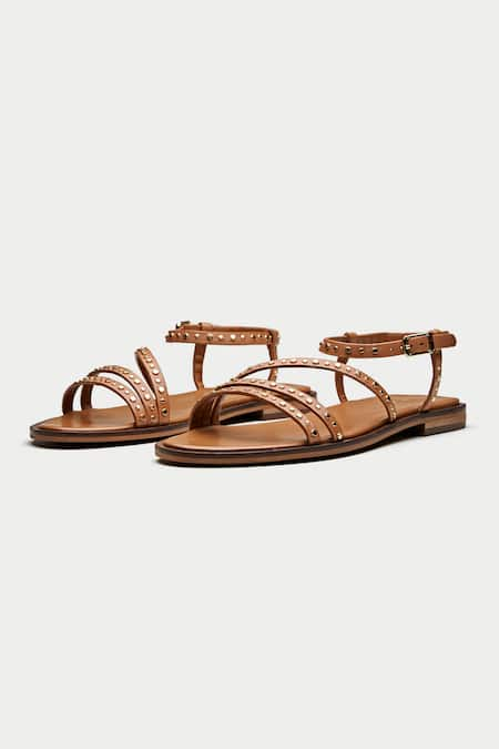 OROH Brown Oristano Stud Embellished Sandals 