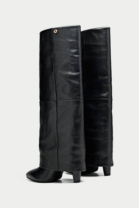 Shop_OROH_Black Mantua Knee Boots _Online_at_Aza_Fashions