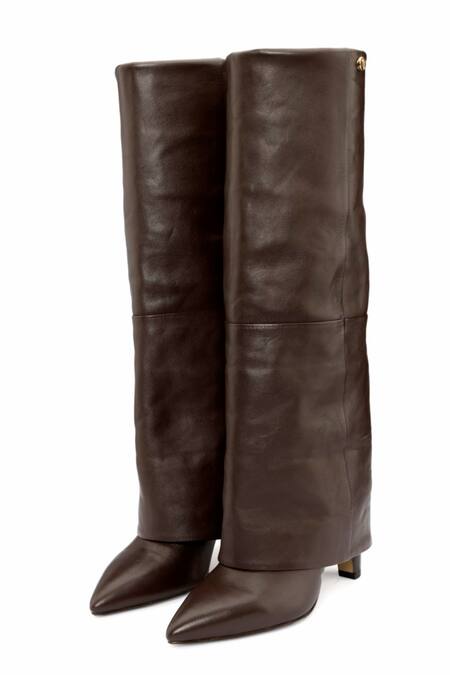 Oroh_Brown Mantua Pointed Toe Boots _at_Aza_Fashions