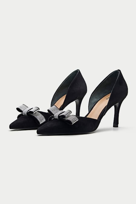 OROH Black Rhinestone Piacenza Embellished Pump Heels 