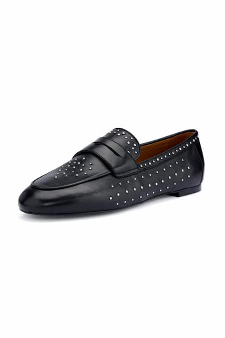 Buy_Oroh_Black Savona Stud Embellished Loafers _Online_at_Aza_Fashions