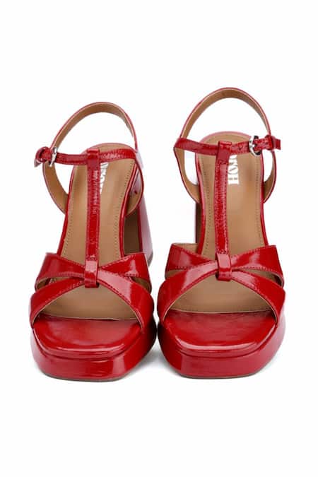 Shop Oroh Red Imperia Criss Cross Heels at Aza Fashions Shop_Oroh_Red Imperia Criss Cross Heels _at_Aza_Fashions