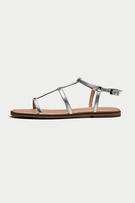 Buy Oroh Silver Taranto Criss Cross Strappy Flats Online at Aza Fashions Buy_Oroh_Silver Taranto Criss Cross Strappy Flats _Online_at_Aza_Fashions