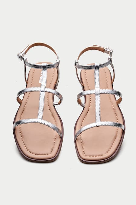 Shop Oroh Silver Taranto Criss Cross Strappy Flats at Aza Fashions Shop_Oroh_Silver Taranto Criss Cross Strappy Flats _at_Aza_Fashions