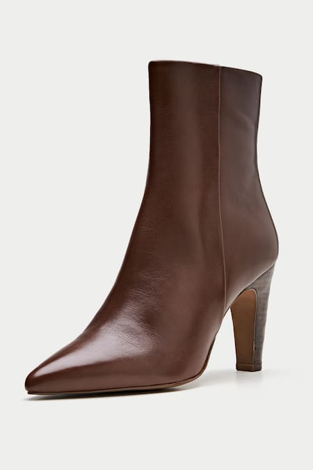 Oroh_Brown Tortona Pointed Toe Ankle Boots _Online_at_Aza_Fashions