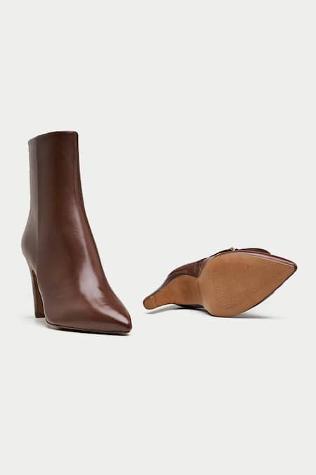 Shop_Oroh_Brown Tortona Pointed Toe Ankle Boots _Online_at_Aza_Fashions