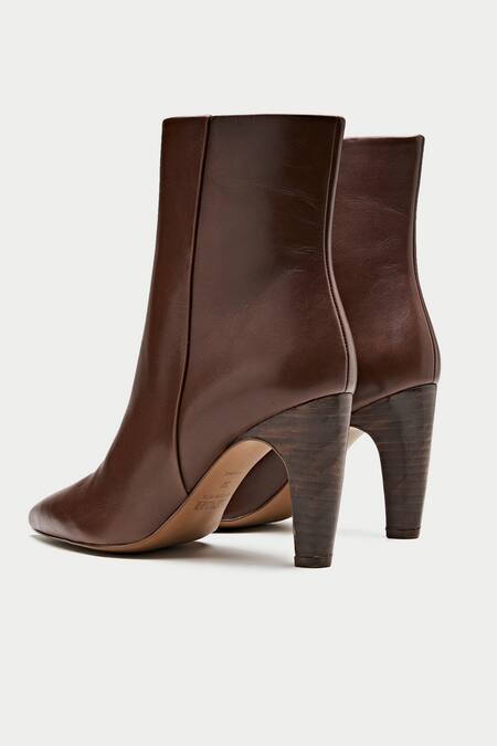 Oroh_Brown Tortona Pointed Toe Ankle Boots _at_Aza_Fashions