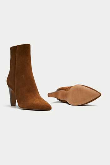 Oroh_Brown Pointed Toe Ankle Boots _at_Aza_Fashions