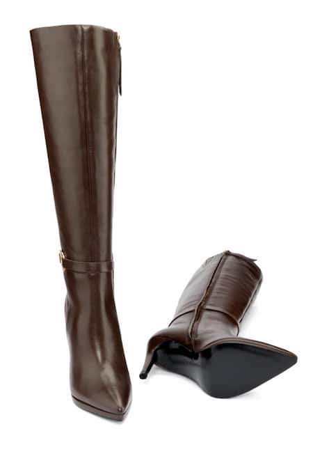 Shop_Oroh_Brown Buckles Pavia Pointed Toe Long Boots 