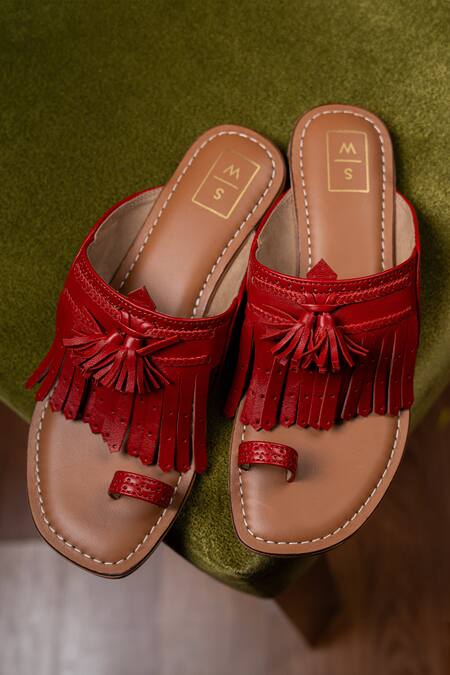 Shop_Sandalwali_Red Lady Suzy Kolhapuri Sandals _at_Aza_Fashions