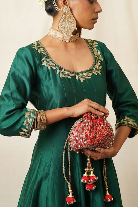 Moirra Laali Gemstone Embroidered Potli 