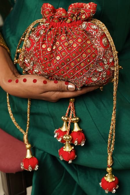 Buy Moirra Red Gemstone Laali Embroidered Potli Online at Aza Fashions Buy_Moirra_Red Gemstone Laali Embroidered Potli _Online_at_Aza_Fashions