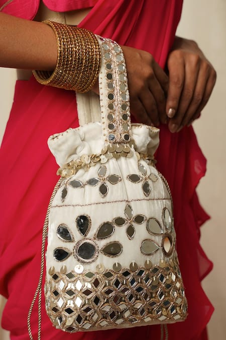 Buy Moirra Ivory Mirror Neelofar Work Potli Online at Aza Fashions Buy_Moirra_Ivory Mirror Neelofar Work Potli _Online_at_Aza_Fashions