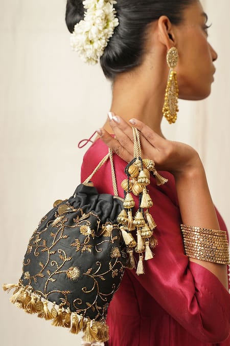 Moirra Zara Metal Coin Embroidered Potli 