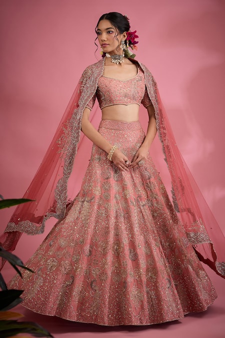 Show Shaa Floral Hand Embroidered Bridal Lehenga Set 