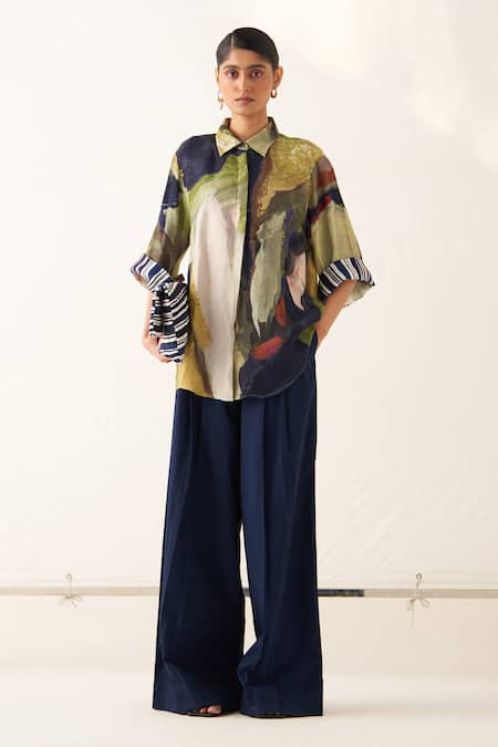 OFRIDA Abstract Print Shirt & Pant Set 