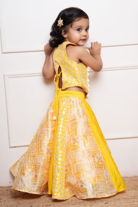 Kirti Agarwal - Pret N Couture Mirror Work Crop Top & Lehenga Set 