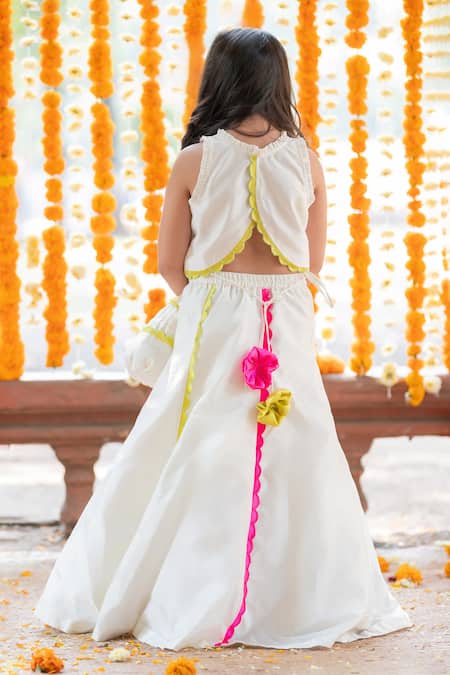 Shop Kirti Agarwal - Pret N Couture Off White Chanderi Silk, Cotton Sequins, Floral Work Lehenga With Blouse at Aza Fashions Shop_Kirti Agarwal - Pret N Couture_Off White Chanderi Silk, Cotton Sequins, Floral Work Lehenga With Blouse _at_Aza_Fashions