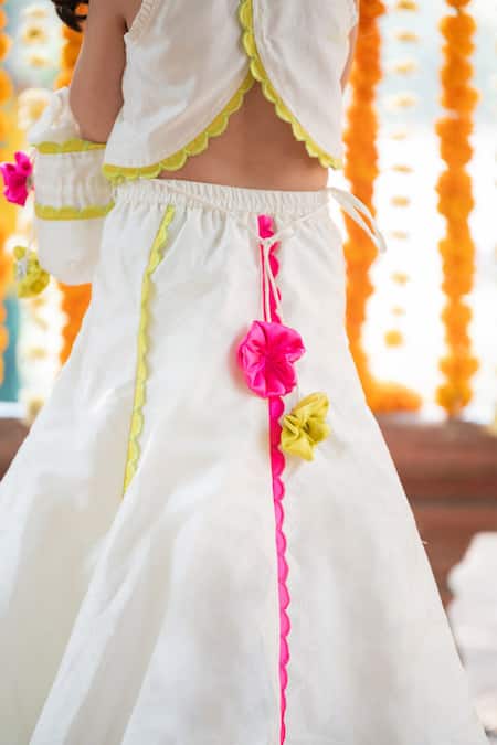 Kirti Agarwal - Pret N Couture Off White Chanderi Silk, Cotton Sequins, Floral Work Lehenga With Blouse at Aza Fashions Kirti Agarwal - Pret N Couture_Off White Chanderi Silk, Cotton Sequins, Floral Work Lehenga With Blouse _at_Aza_Fashions