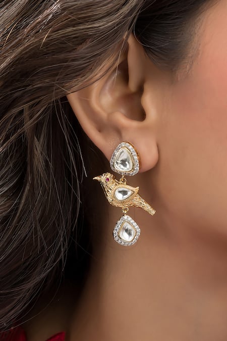 Vasundhara Vani Bird Motif Earrings 